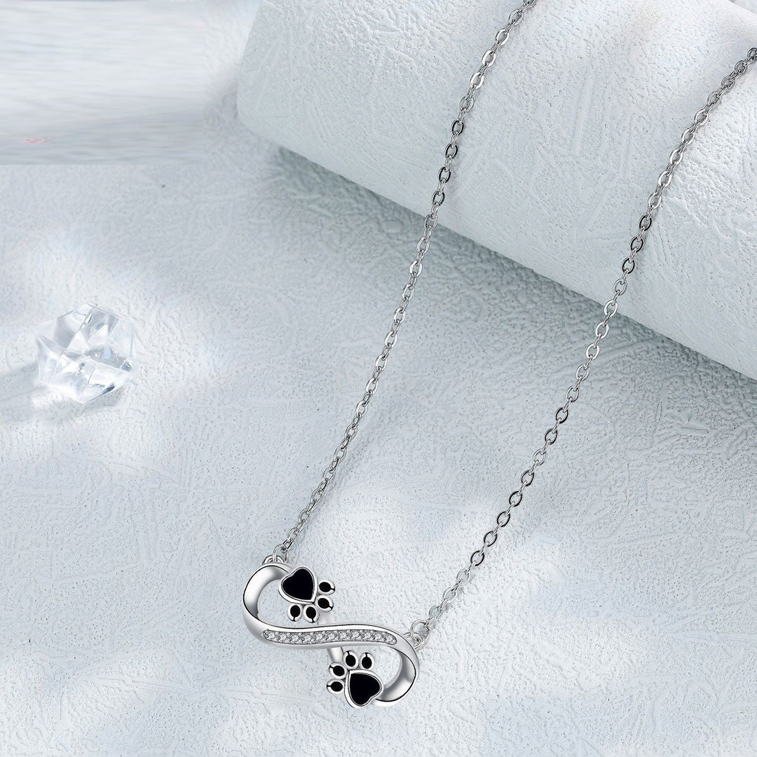 Collier Empreinte de Patte Infini avec Zirconia