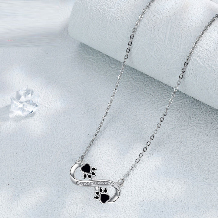 Collier Empreinte de Patte Infini avec Zirconia