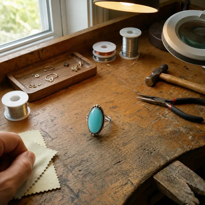 Noemi™ - Bague avec Turquoise et Bandeau Tressé