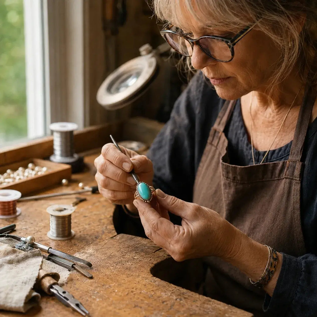 Noemi™ - Bague avec Turquoise et Bandeau Tressé