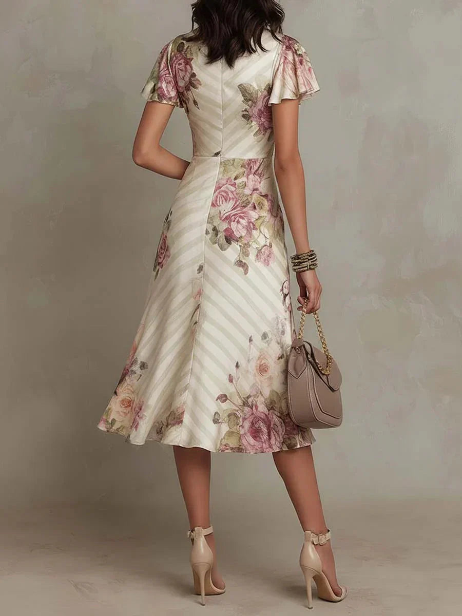 Alba™ | Élégante Robe Midi à Fleurs Froncée