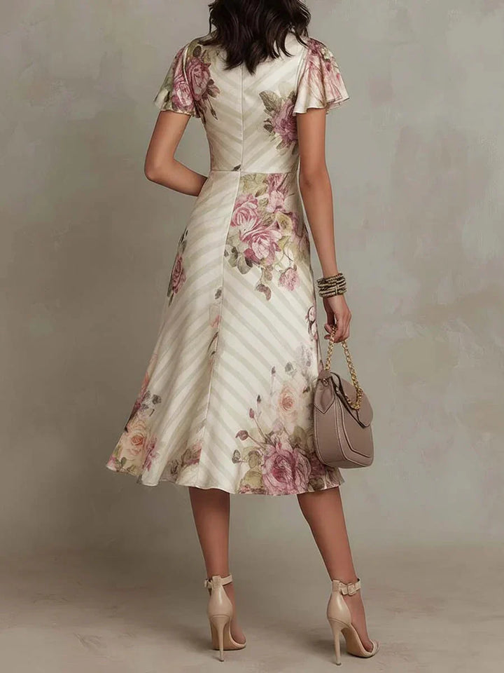 Alba™ | Élégante Robe Midi à Fleurs Froncée