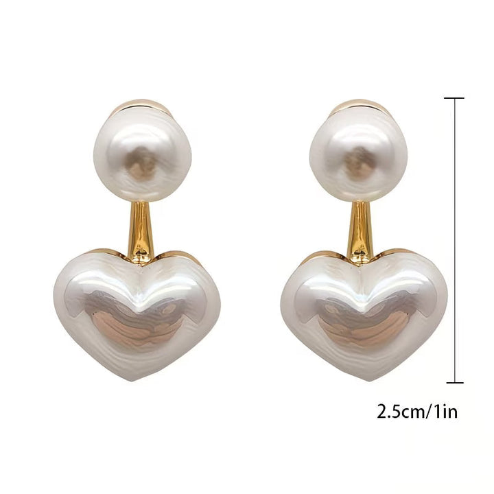 Boucles d'Oreilles en Cœur avec Double Perle