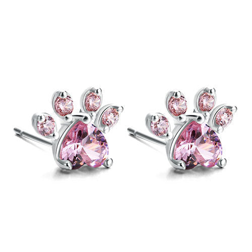 Ensemble de Bijoux Pattes en Or Rose – 4 Pièces avec Cœur en Zirconia (Bague, Collier, Boucles d'Oreilles, Bracelet)