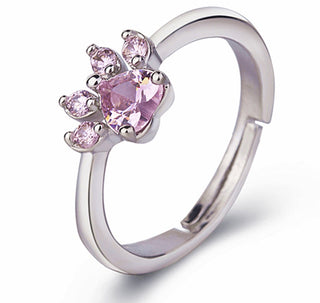 Ensemble de Bijoux Pattes en Or Rose – 4 Pièces avec Cœur en Zirconia (Bague, Collier, Boucles d'Oreilles, Bracelet)