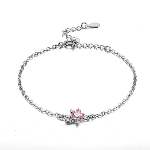 Ensemble de Bijoux Pattes en Or Rose – 4 Pièces avec Cœur en Zirconia (Bague, Collier, Boucles d'Oreilles, Bracelet)