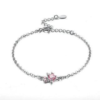 Ensemble de Bijoux Pattes en Or Rose – 4 Pièces avec Cœur en Zirconia (Bague, Collier, Boucles d'Oreilles, Bracelet)