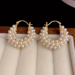 Boucles d'oreilles créoles avec perles superposées