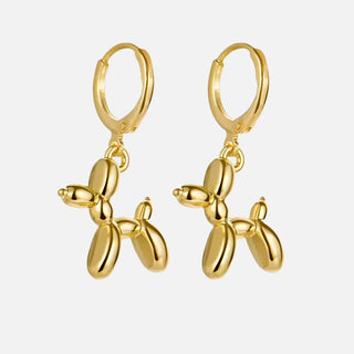 Boucles d'oreilles Huggie en or avec pendentif mini chien en ballon