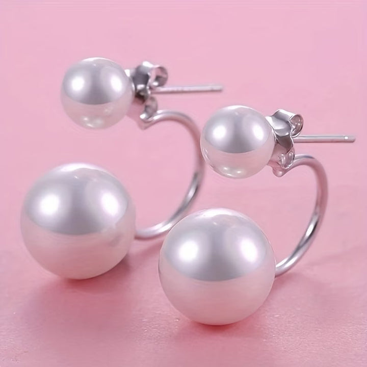 Boucles d'Oreilles D Déclaration avec Perles Doubles