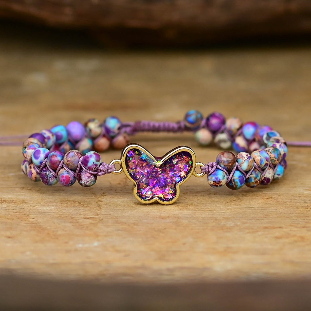 Bracelet Papillon en Opale Violette Druzy