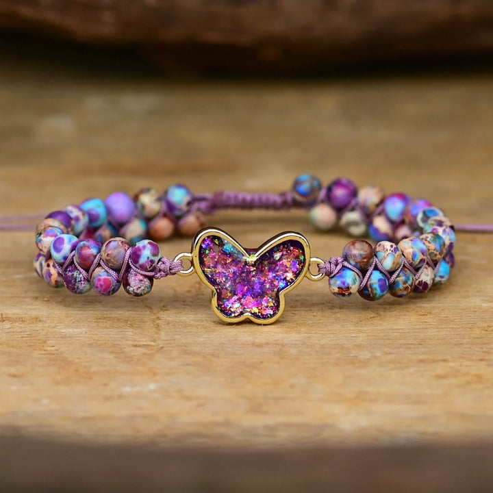 Bracelet Papillon en Opale Violette Druzy