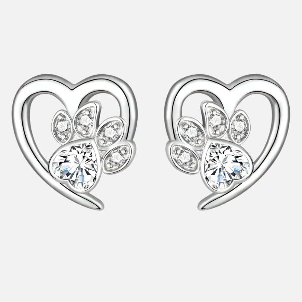 Boucles d'oreilles Patte et Cœur avec Zirconia
