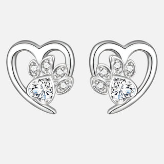 Boucles d'oreilles Patte et Cœur avec Zirconia