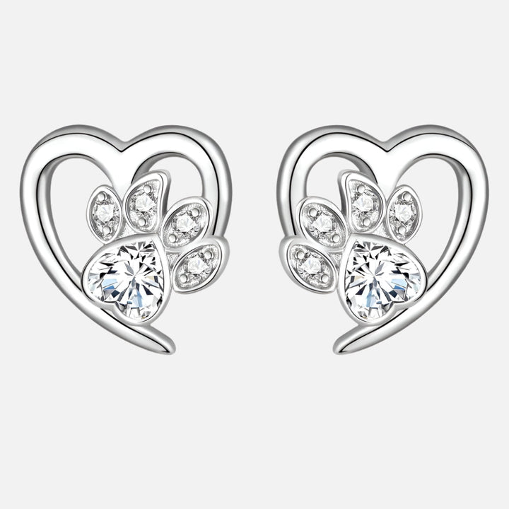 Boucles d'oreilles Patte et Cœur avec Zirconia