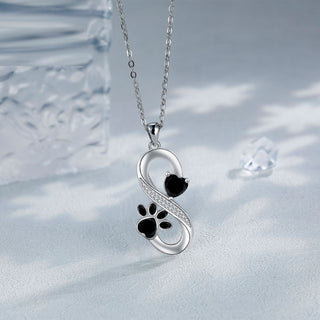 Collier Symbole Infini Cœurs Empreinte de Patte