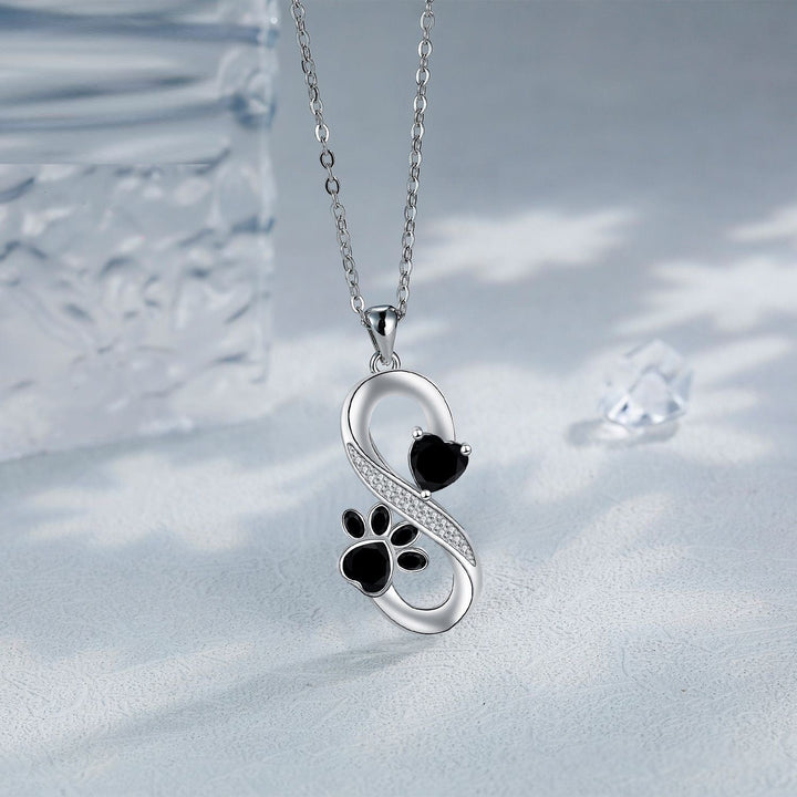 Collier Symbole Infini Cœurs Empreinte de Patte