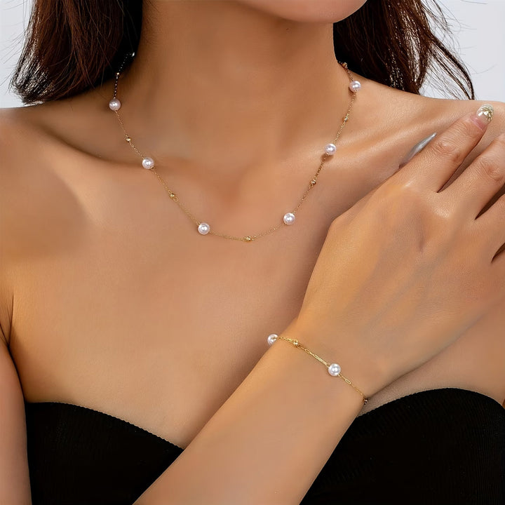 Set de Bijoux avec Chaîne de Perles Délicates