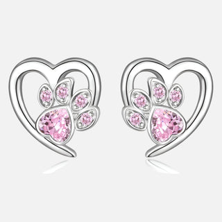 Boucles d'oreilles Patte et Cœur avec Zirconia