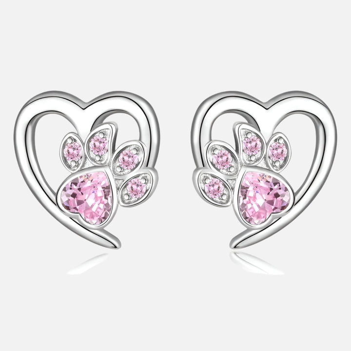 Boucles d'oreilles Patte et Cœur avec Zirconia