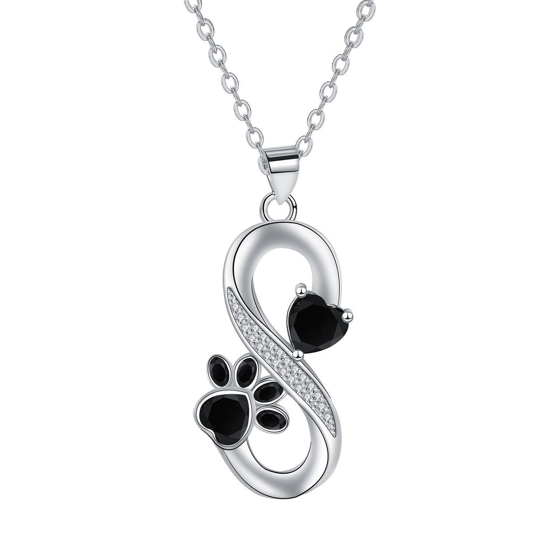 Collier Symbole Infini Cœurs Empreinte de Patte