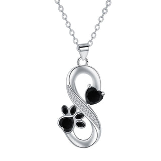 Collier Symbole Infini Cœurs Empreinte de Patte