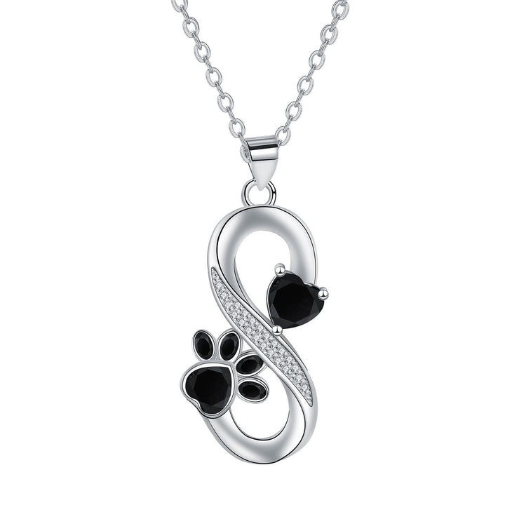 Collier Symbole Infini Cœurs Empreinte de Patte