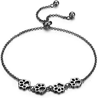Bracelet en Argent Sterling avec Empreinte de Patte – Ajustement Ajustable