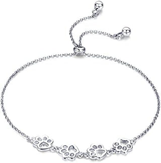 Bracelet en Argent Sterling avec Empreinte de Patte – Ajustement Ajustable