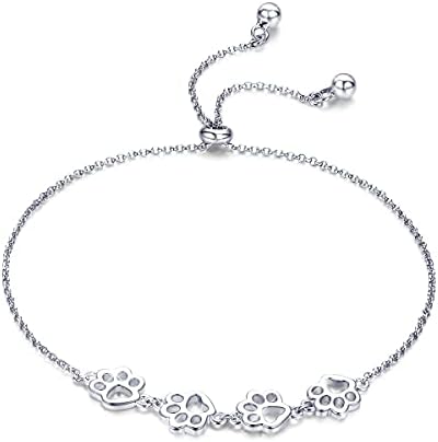 Bracelet en Argent Sterling avec Empreinte de Patte – Ajustement Ajustable