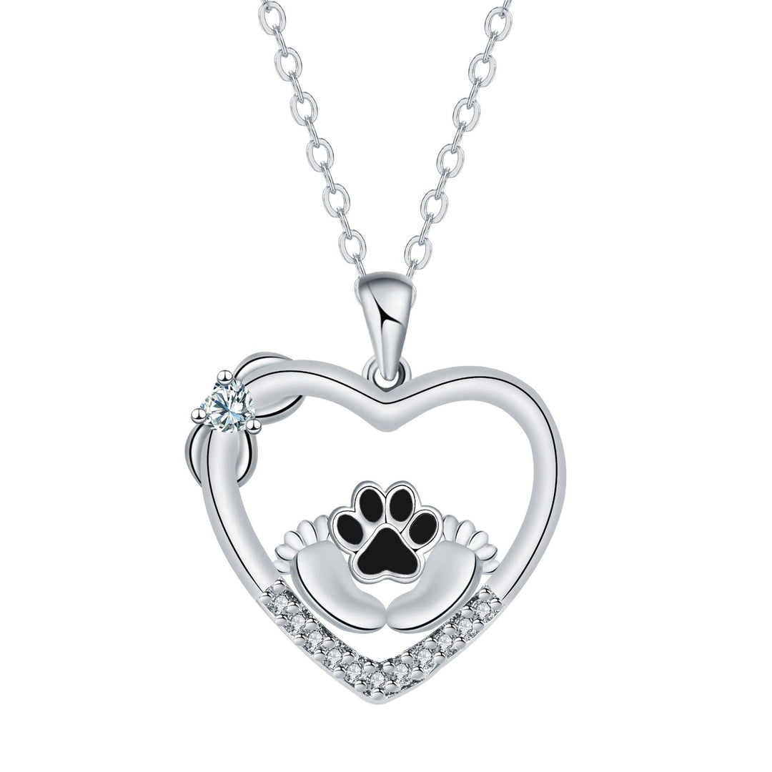 Collier avec empreinte de patte de chien Little Feet et zirconia