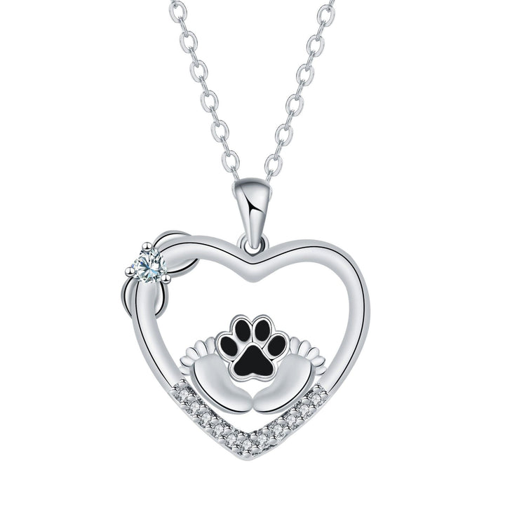 Collier avec empreinte de patte de chien Little Feet et zirconia