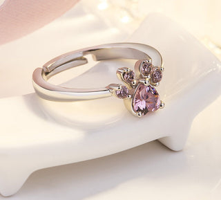 Ensemble de Bijoux Pattes en Or Rose – 4 Pièces avec Cœur en Zirconia (Bague, Collier, Boucles d'Oreilles, Bracelet)