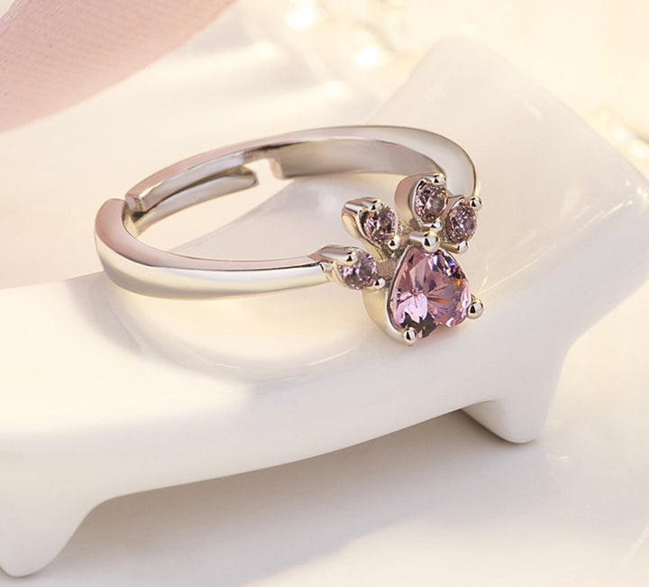 Ensemble de Bijoux Pattes en Or Rose – 4 Pièces avec Cœur en Zirconia (Bague, Collier, Boucles d'Oreilles, Bracelet)