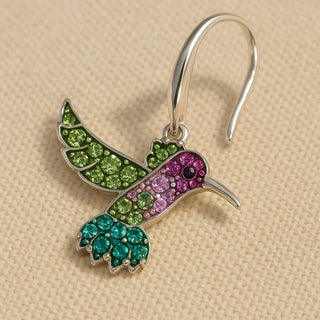 Boucles d'oreilles étincelantes en colibri coloré