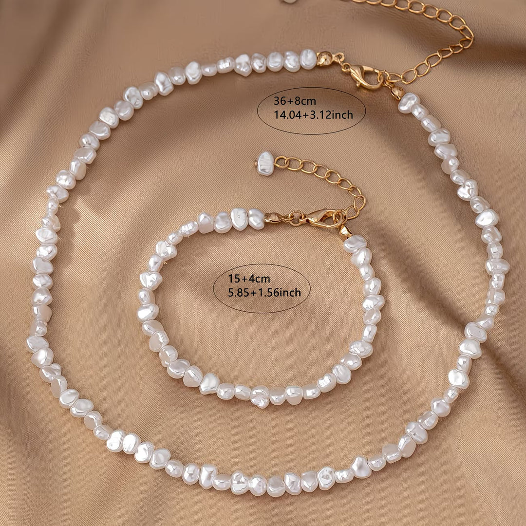 Ensemble de Collier et Bracelet en Perles Baroques
