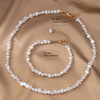 Ensemble de Collier et Bracelet en Perles Baroques