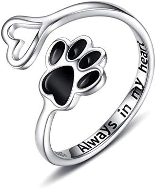 Bague Artisanale Patte & Cœur – Argent Sterling 925 Ajustable