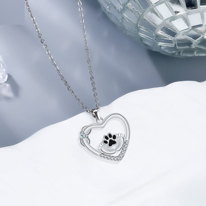 Collier avec empreinte de patte de chien Little Feet et zirconia