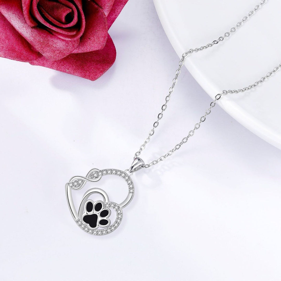Pendentif Collier Infini Double Amour Empreinte de Patte