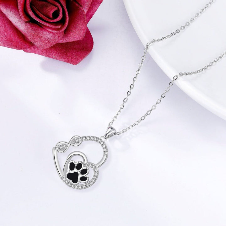 Pendentif Collier Infini Double Amour Empreinte de Patte