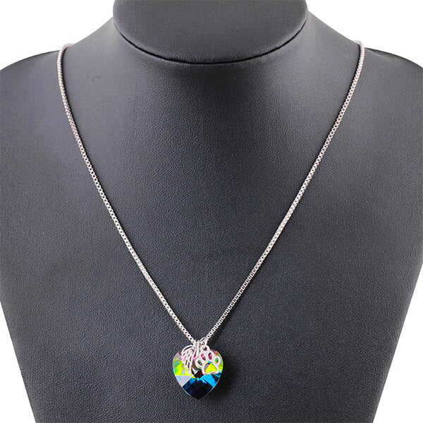 Collier Mémorial Arc-en-Ciel avec Pendentif en Forme de Cœur