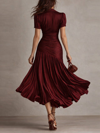 Adriana™ | Robe Midi Satin Rayée Vintage