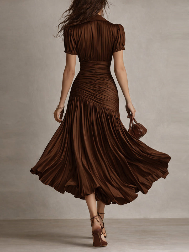 Adriana™ | Robe Midi Satin Rayée Vintage