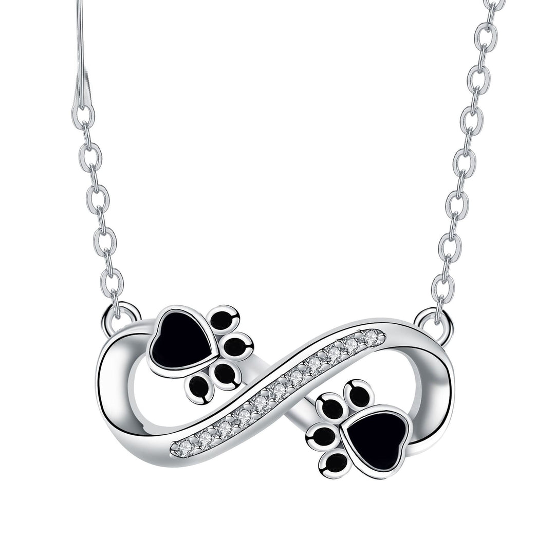 Collier Empreinte de Patte Infini avec Zirconia