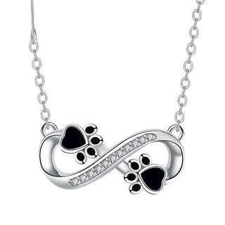 Collier Empreinte de Patte Infini avec Zirconia