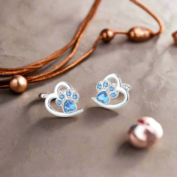 Boucles d'oreilles Patte et Cœur avec Zirconia