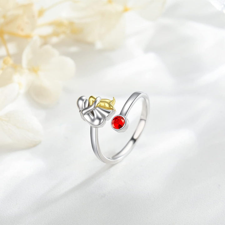 Bague en Argent Sterling Chien & Fille – Ajustable et Symbolique