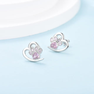 Boucles d'oreilles Patte et Cœur avec Zirconia