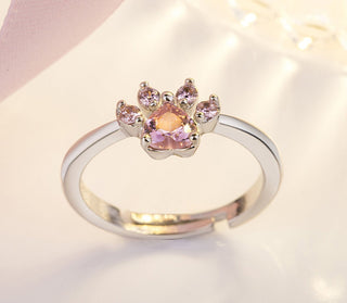 Ensemble de Bijoux Pattes en Or Rose – 4 Pièces avec Cœur en Zirconia (Bague, Collier, Boucles d'Oreilles, Bracelet)